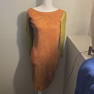 Orange and Green Women's Dress